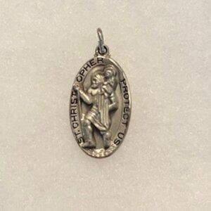 Hayward Sterling silver Antique Creed St. Christopher Religious Pendant